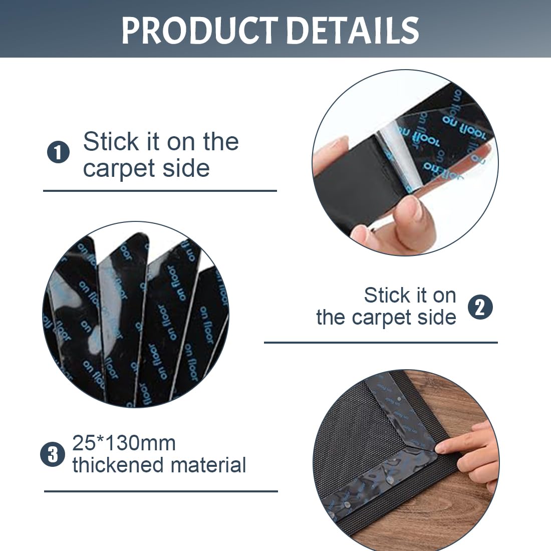 WeddHuis 14 Piezas Reutilizable Lavable, Adhesivo para Alfombra, Pinzas para Alfombras, Cinta y Pinzas para Alfombra, Sujeta Alfombras para Casa, Reutilizable para Alfombras de Suelo