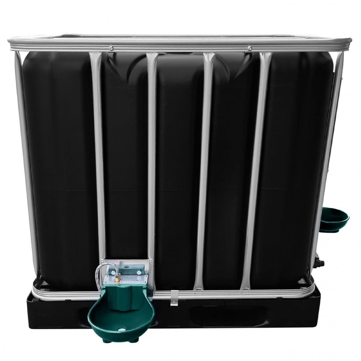 1000l IBC Wassertank in SCHWARZ mit Doppel-Tränkebecken auf PE-Palette NEU