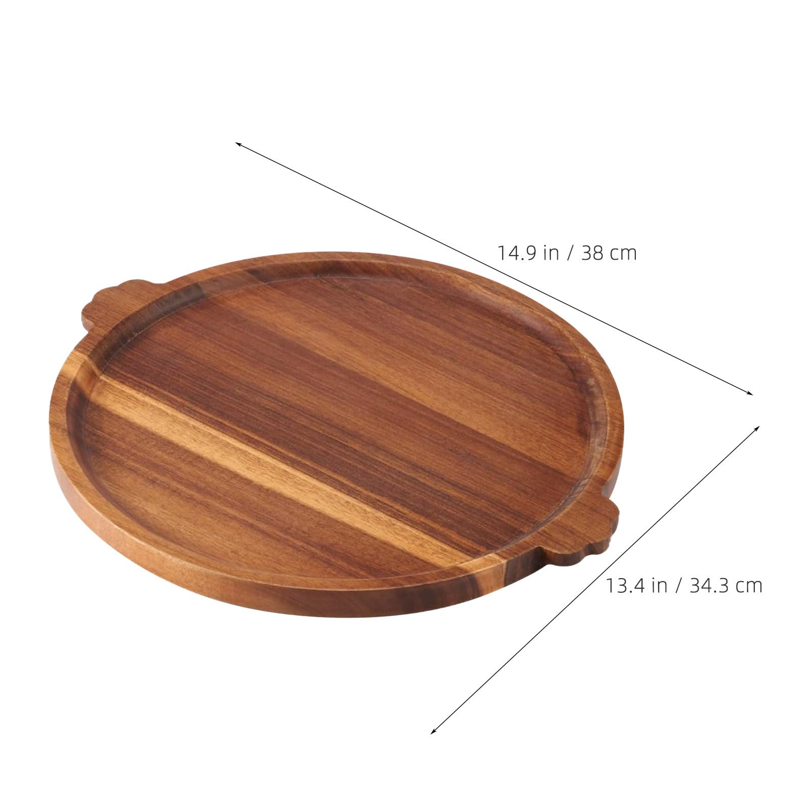 IMIKEYA Bandeja Redonda para Servir Queso y Frutas de Madera con Asas Ergonómicas Diseño Moderno y Minimalista Adecuado para Desayuno en Cama o Mesa de Café