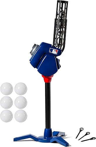 Franklin Sports Máquina de lanzamiento de béisbol máquina de práctica de golpe y campo de béisbol ajustable para niños con 6 pelotas de béisbol