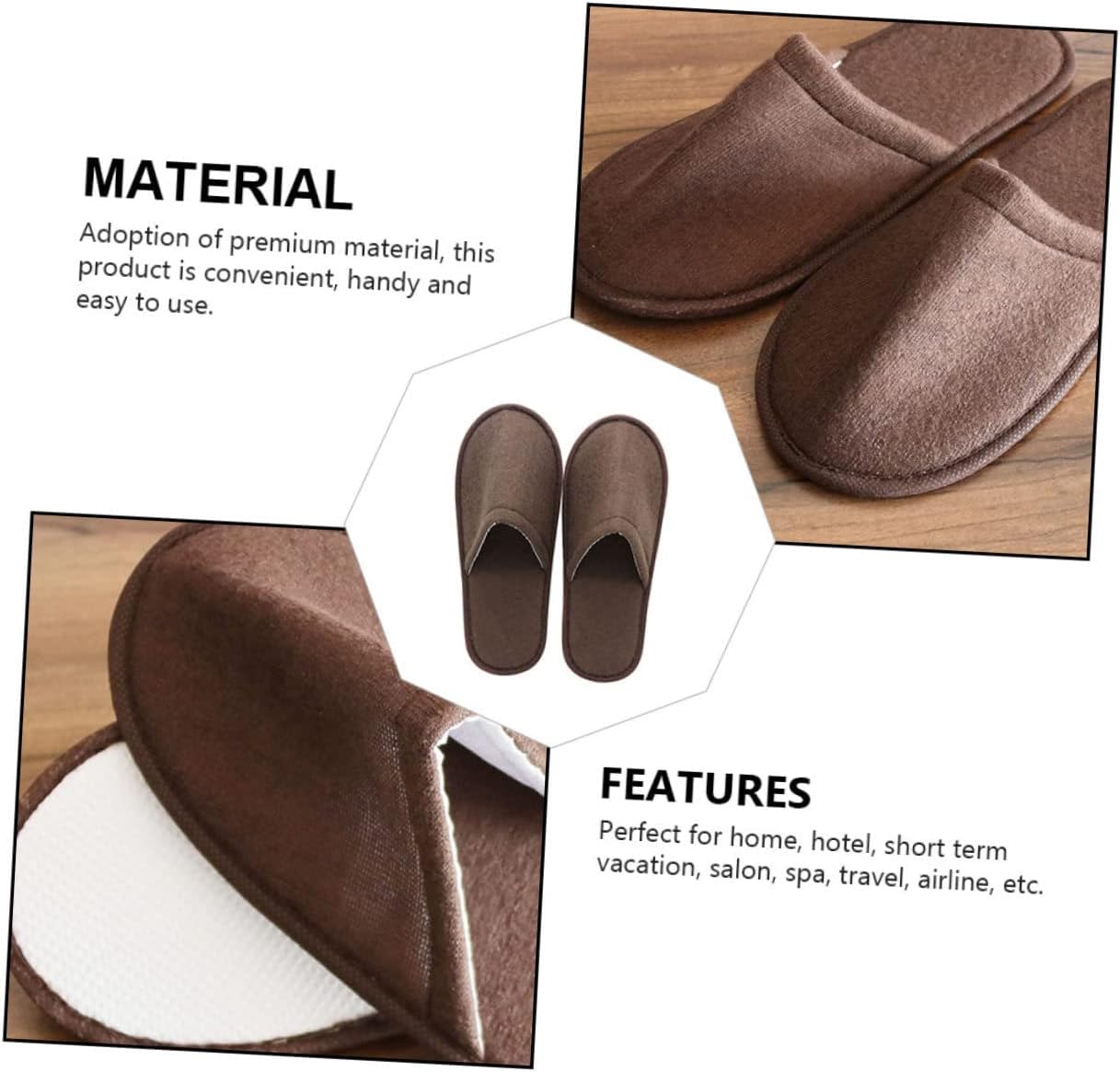 FRCOLOR 10 Pairs Disposable Coffee Slippers for Hotels Non-Slip Spa Footwear Comfortable Guest Slippers for Home Use