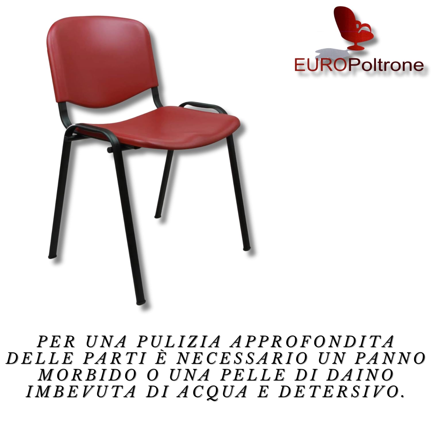 EUROPOLTRONE Kit 10 sedie Rosso ufficio con bracciolo tavoletta sala riunioni in polipropilene Telaio certificato CATAS (Rosso)