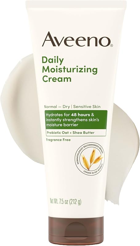 Daily Moisturizing Cream Face, Hand, Body Moisturizer with Prebiotic Oat & Shea Butter, for Normal to Dry or Sensitive Skin, Hydrates for 48 Hours, Fragrance-Free & Non-Comedogenic, 7.5 Fl Oz