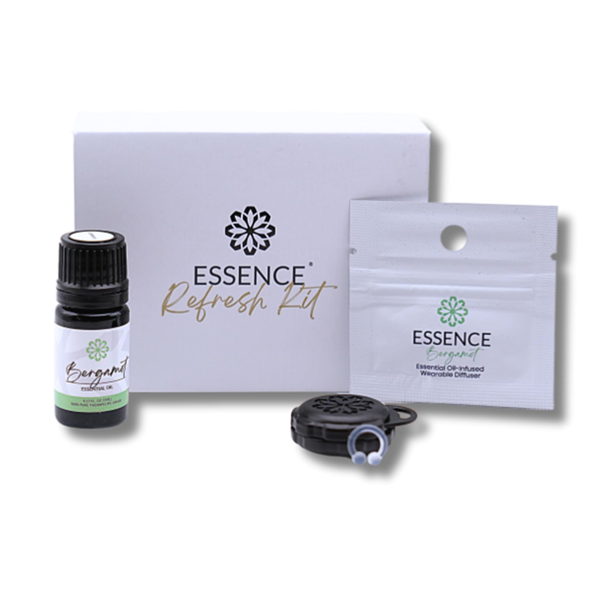 Essence Wearable Aromatherapy Nasal Diffuser – Bergamot Essential Oil Nose Ring Silicone Inhaler for Stress & Mood Support - Made in USA & Travel-Friendly