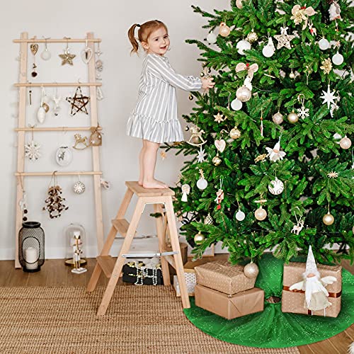 Skylety 36 Inch Christmas Tree Skirt Ruffle Tulle Sequin Round Glitter Double Layers Xmas Tree Skirt for Christmas Holiday New Year Wedding Anniversary Birthday Party Indoor Decoration (Green) by Skylety - Image 5
