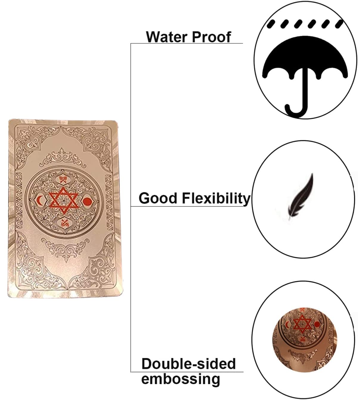 Jeu de cartes de tarot avec guide (français non garanti), cartes de tarot en PVC imperméable, outil de divination pour débutants et lecteurs experts (or rose)