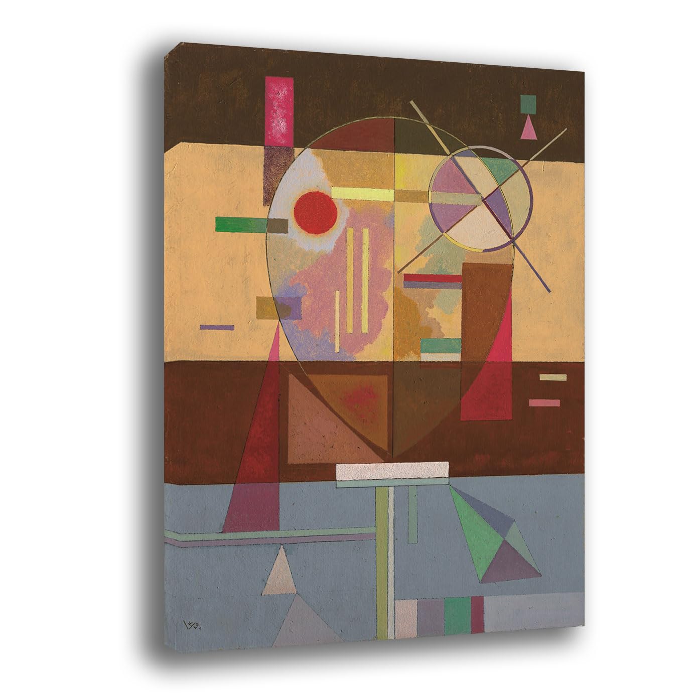 Tableau moderne vertical Kandinsky marron pour une chambre à coucher zen