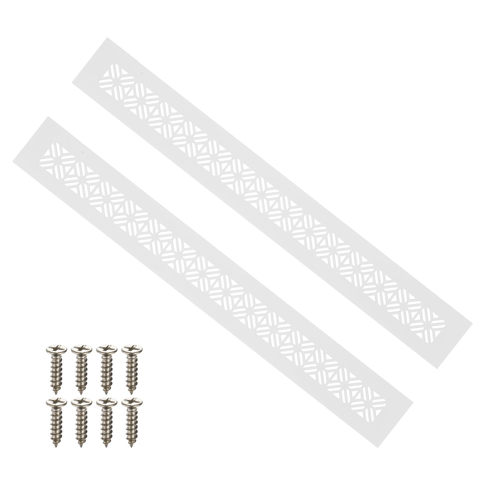 PATIKIL 400mm x 50mm Door Air Vent Cover, 2 Pcs Heavy Duty Aluminum Grille Ventilation Cover Louvered with Mounting Screws for Cabinet Wardrobe Door, Light Grey