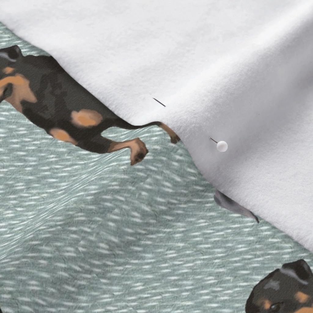 Spoonflower Fabric - Rottweiler Dog Animals Pet Portrait Printed on Polartec(R) Fleece Fabric by The Yard - Sewing Blankets Loungewear and No-Sew Projects