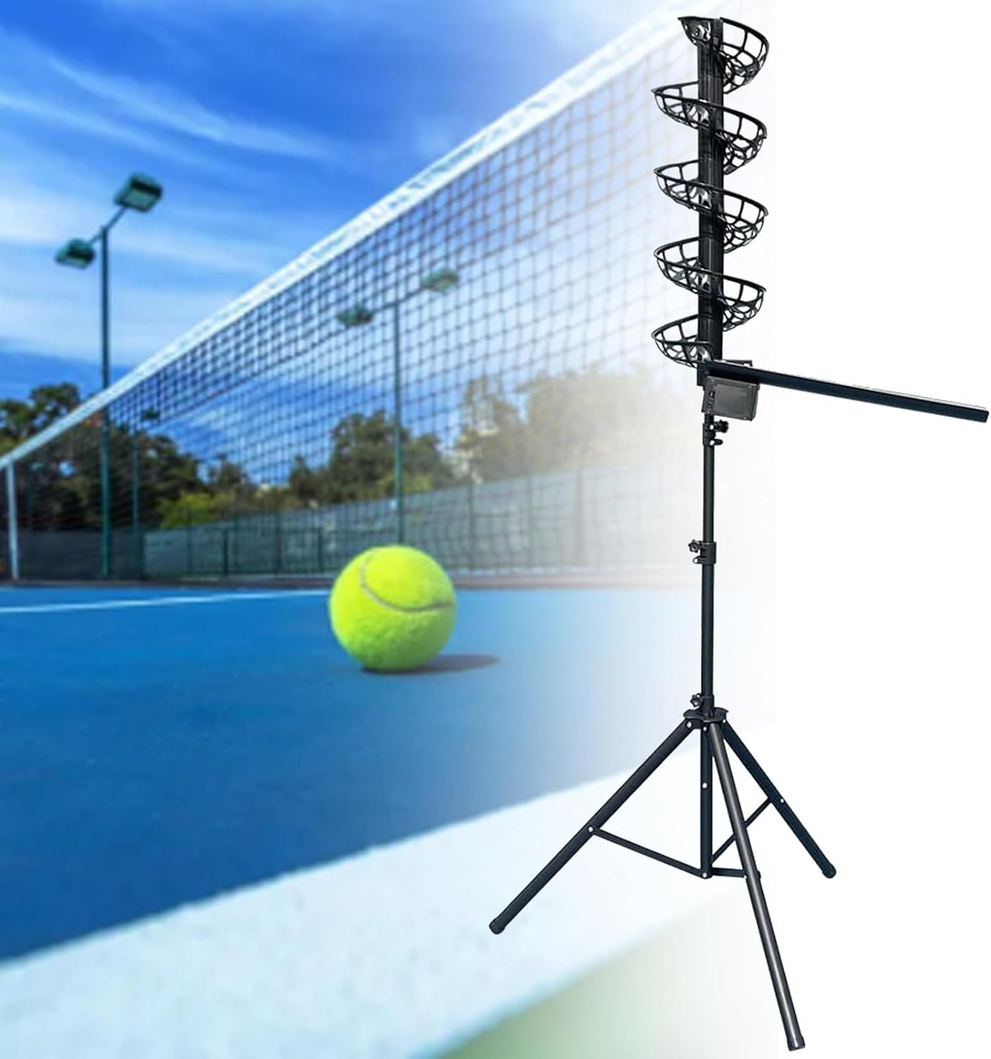 4 Ft - 6 Ft Adjusted Tennis Serving Machine, Electric Tennis Ball Drop Machine
