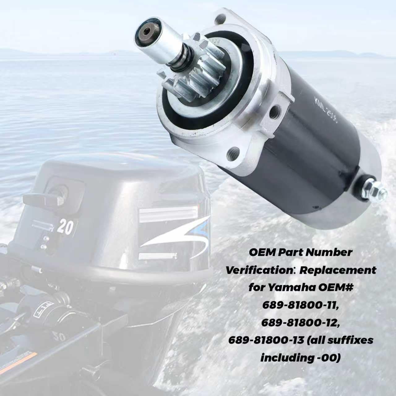 LOONGPART Starter Motor Compatible with Yamaha 2-Stroke Outboard 30HP 40HP CV30EL CV40EL C40 40Q 689-81800-11-00 689-81800-12 689-81800-13