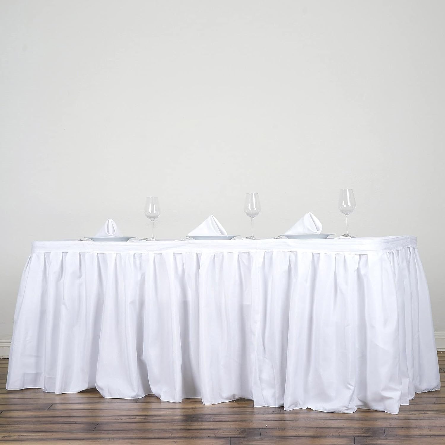 BalsaCircle 21 feet x 29-Inch White Polyester Banquet Table Skirt Linens Wedding Party Events Decorations Kitchen Dining Catering