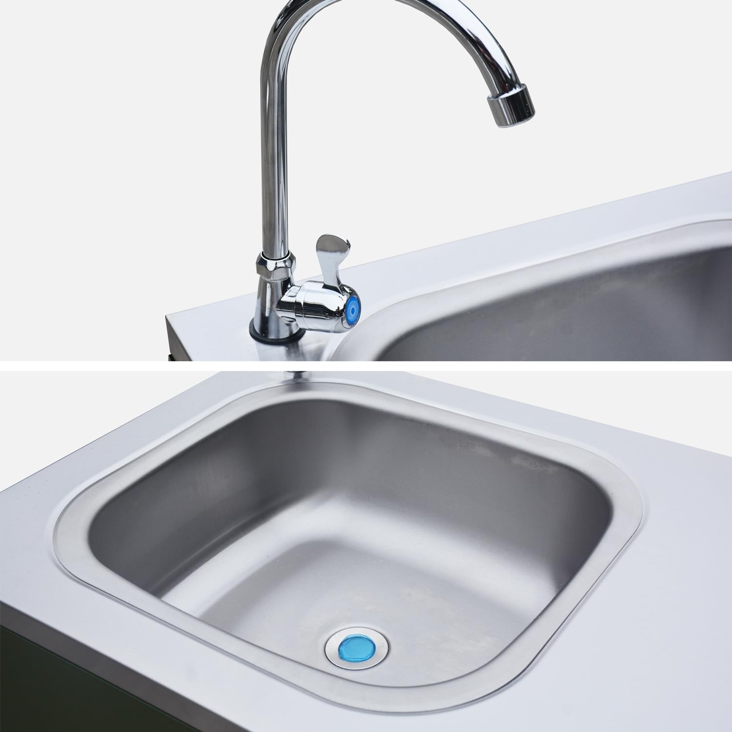 Cucina da esterno modulare in acciaio con lavandino, 120cm, Naxos, Verde, 120x51x112.5 cm