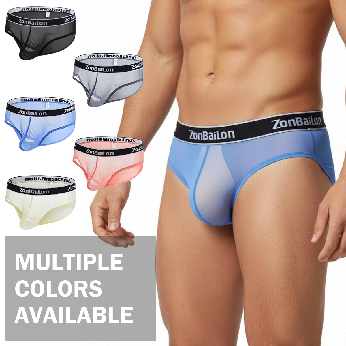 ZONBAILON Men's See Through Boxer Briefs Breathable Sexy Mesh Sheer Low Rise Trunks