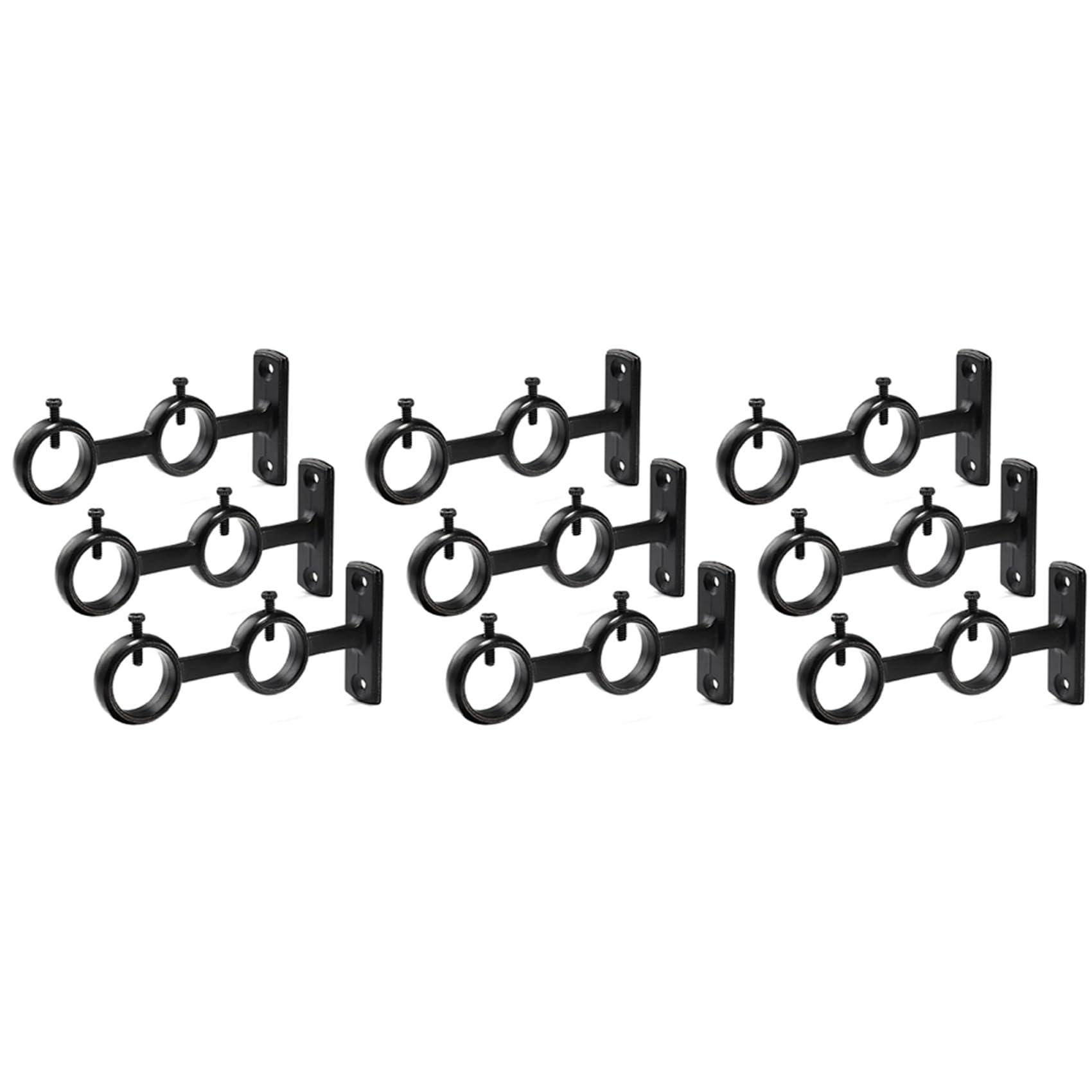 Hndhbfgrt Black Curtain Rod Bracket, 9Pcs Double Curtain Rod Holder, Double Rod Brackets Hooks For Living Room Bedroom Curtain Rods
