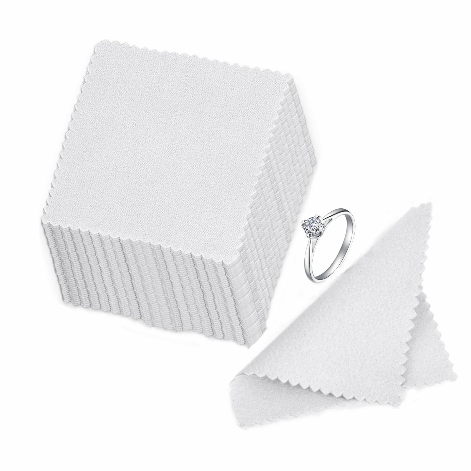 YFFSFDC 銀みがきクロス 8cm×8cm (50枚入り)大判 高性能シルバークロス 金属磨き シルバー研磨 超極細繊維 クリーナー ネックレス/指輪/腕時計/銀製品/銀食器/楽器汚れ落とし艶出し（グレー）
