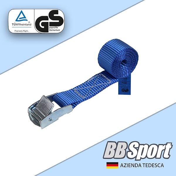 Cinghia di fissaggio Cinghie di tensione - blu - 1m 2,5m 4m 6m - diverse quantità, sicura del carico resistenza fino a 250 kg DIN EN 12195-2 ; 4 pezzi 2.5 cm x 2.5 m - 2