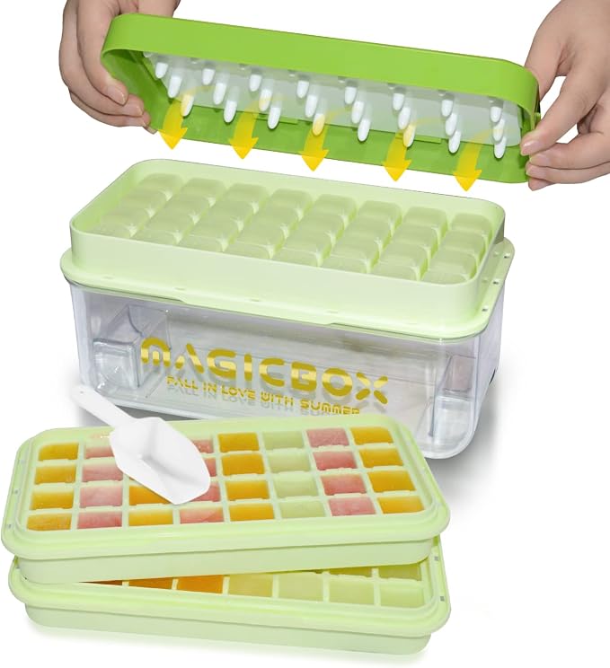 Ice Trays for Freezer with Lid and Bin