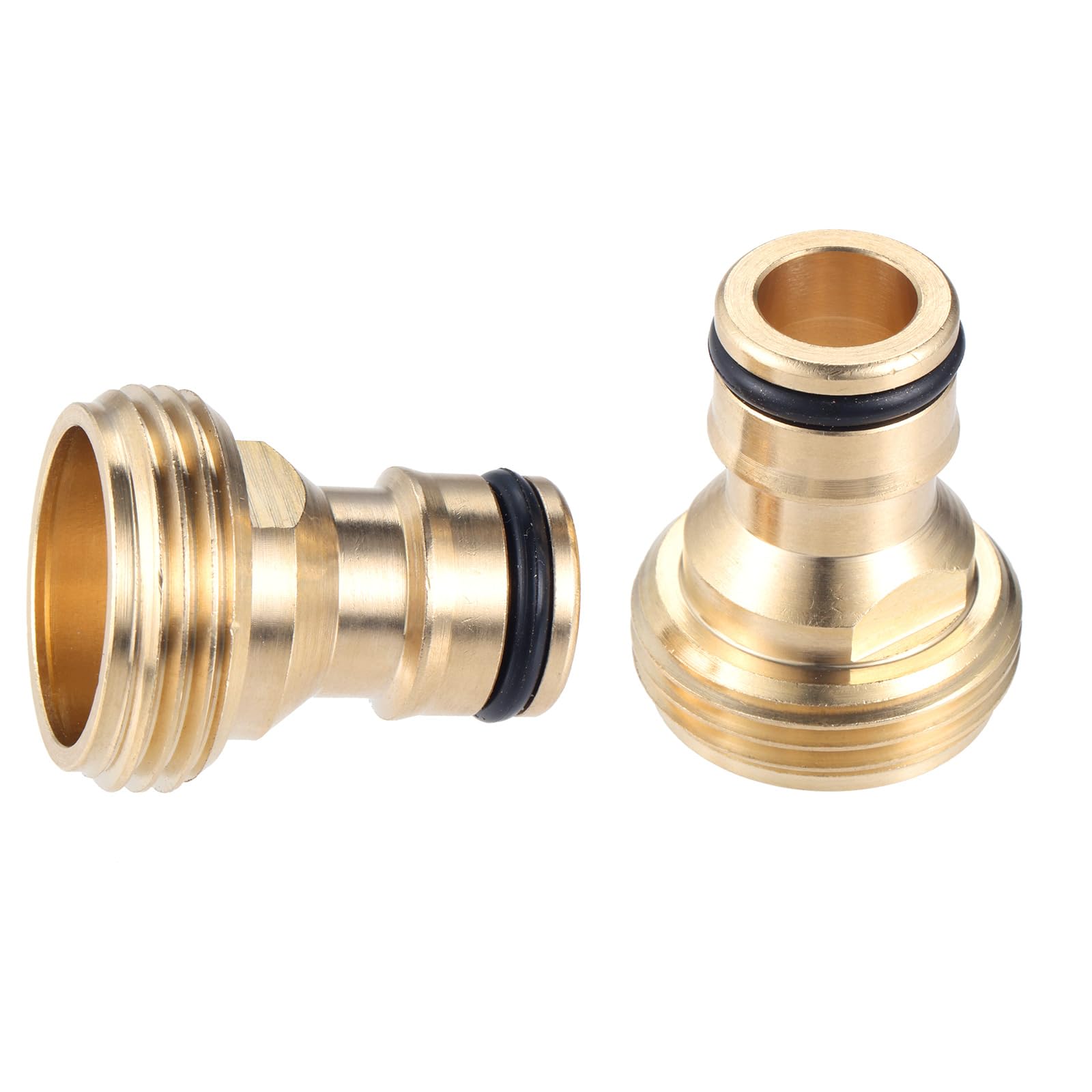 DRELD 2Pcs 3/4 Inch Brass Garden Hose Quick Adapters, Tap Connectors with External 3/4" Threads