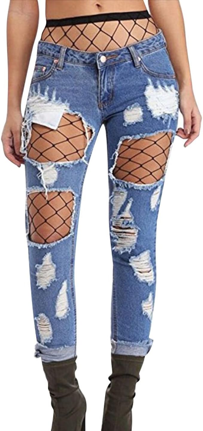 DianShao Womens Mom Jeans Distressed 