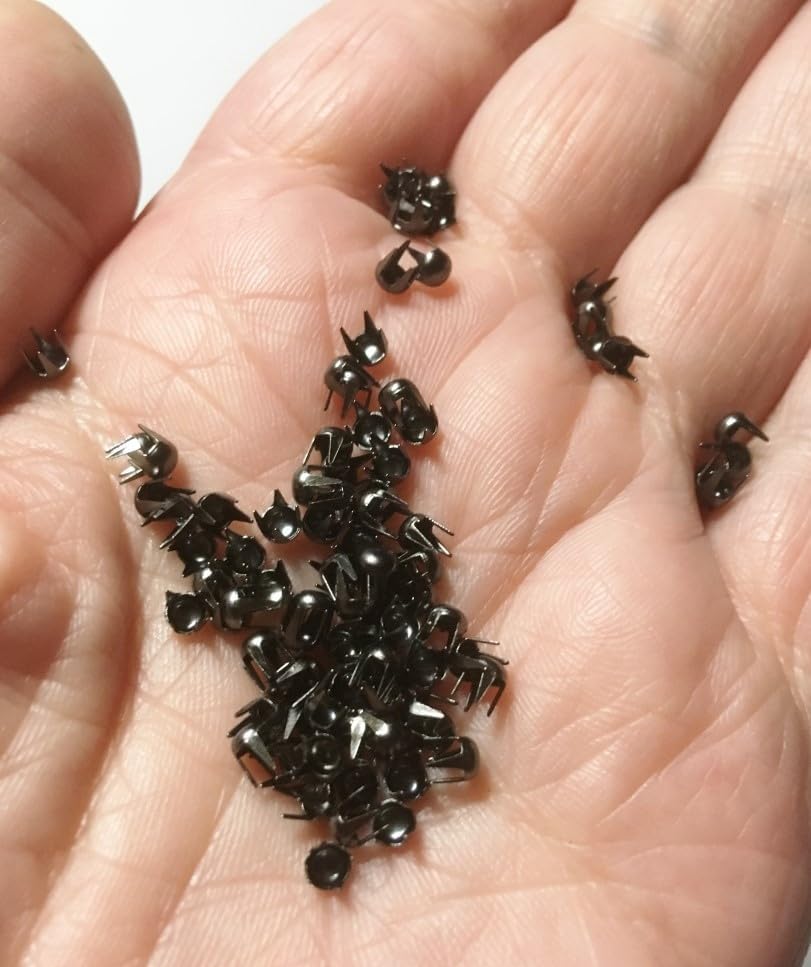 Morezmore M01521-GunMetal 50pc Round Dome Studs 3mm Miniature Tacks for Making Puppet Doll Clothes Props Furniture QC1
