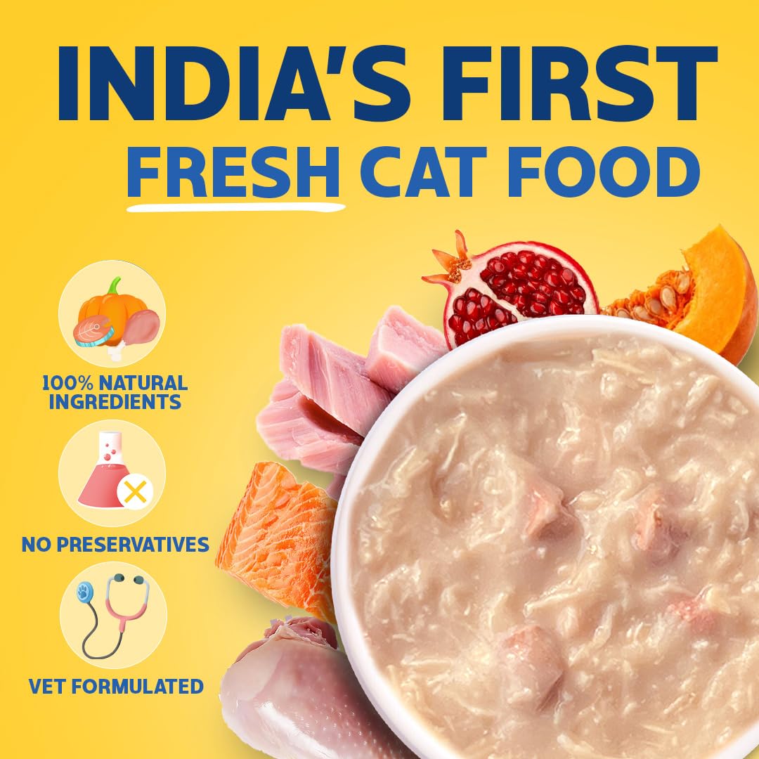 Smylo Adult Wet Cat Food Trial Box (1+ Yrs) with Fish & Chicken Broth | Chicken, Tuna & Mackerel Recipes | Grain Free, No Preservatives | Omega 3 & 6 for Shiny Fur | Wet Food for Cats, Cat Food Topper 1