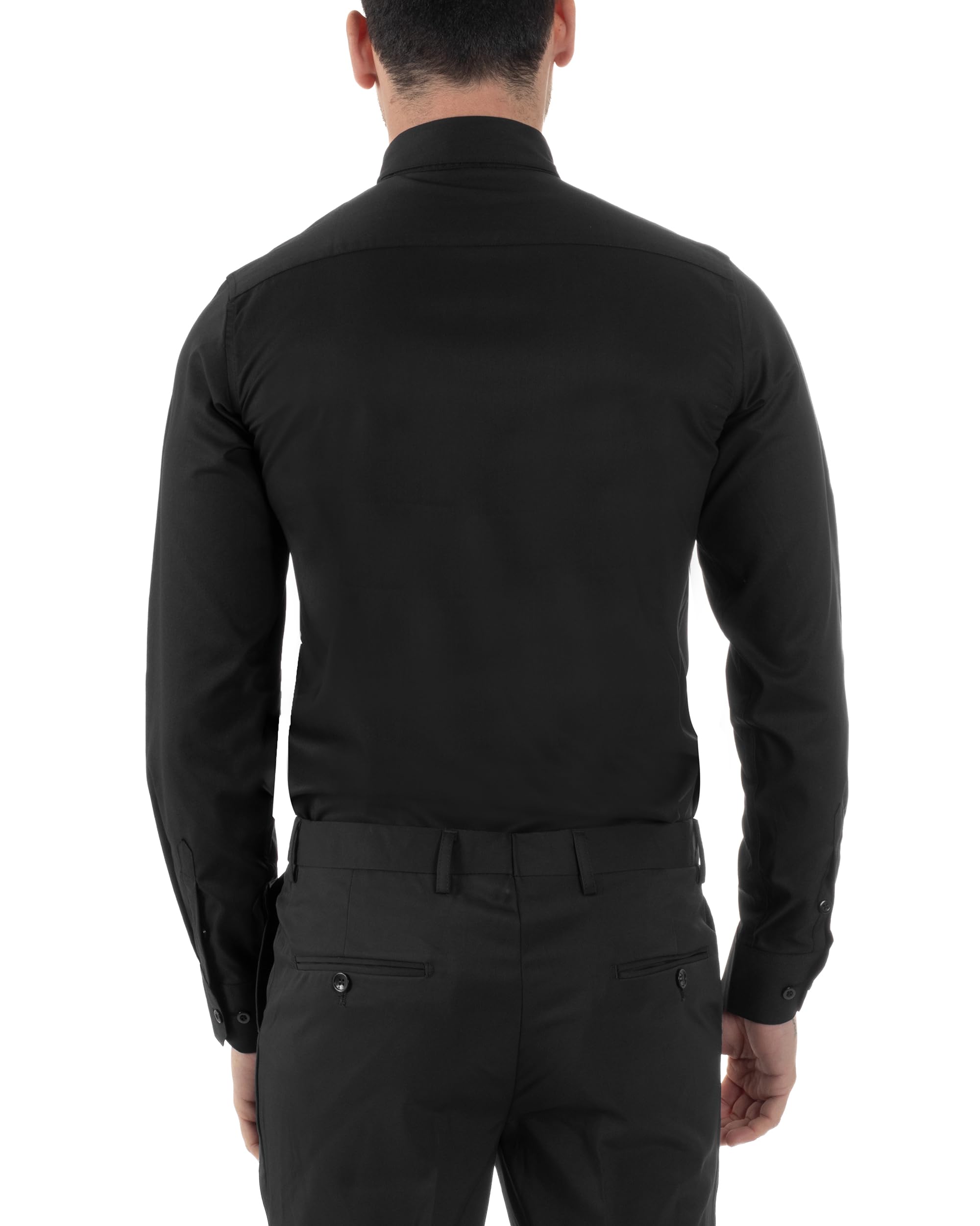 Camicia Uomo da Smoking Collo Diplomatico Slim Fit Basic Casual Elegante Cerimonia Tinta Unita Vari Colori