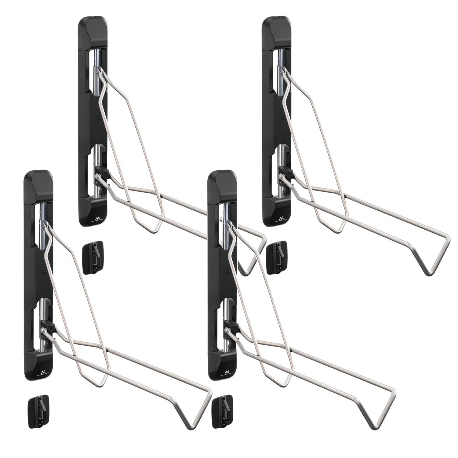 Maclean MC-471 Vertikaler, schwenkbarer und klappbarer Fahrradhalter für die Wand, 5-stufige Höhenverstellung, Tragkraft 35 kg, aus Stahl, für Räder von 20–29 Zoll (4)