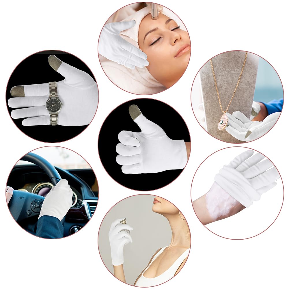 5 Paia Guanti Idratanti, Cotone Guanti Touch Screen a 360°, Guanti Idratanti Durante il Sonno, Guanti Per Trattamento Spa Per La Riparazione Di Pelle Ruvvida Screpolata E Screpolata