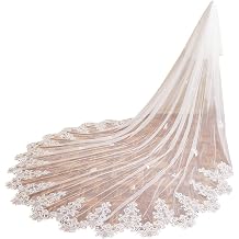 EllieWely Long Cathedral Length 2 Tier Sequin Lace Wedding Bridal Veil F09