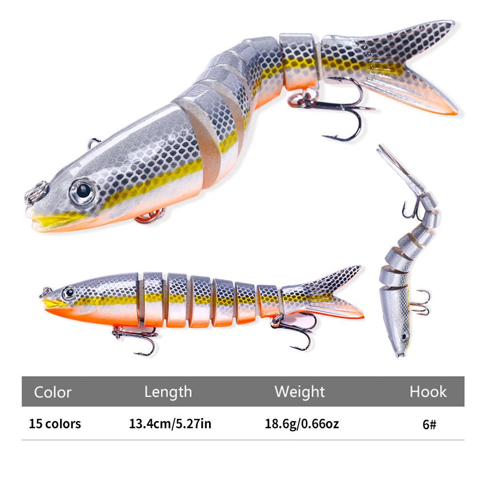 7 segment fishing lure 3 15/16in 5/9oz Sinking Jointed Lures JM023 Hengjia fishing gear HS072 Color React 7 Segment Swimbait Gold