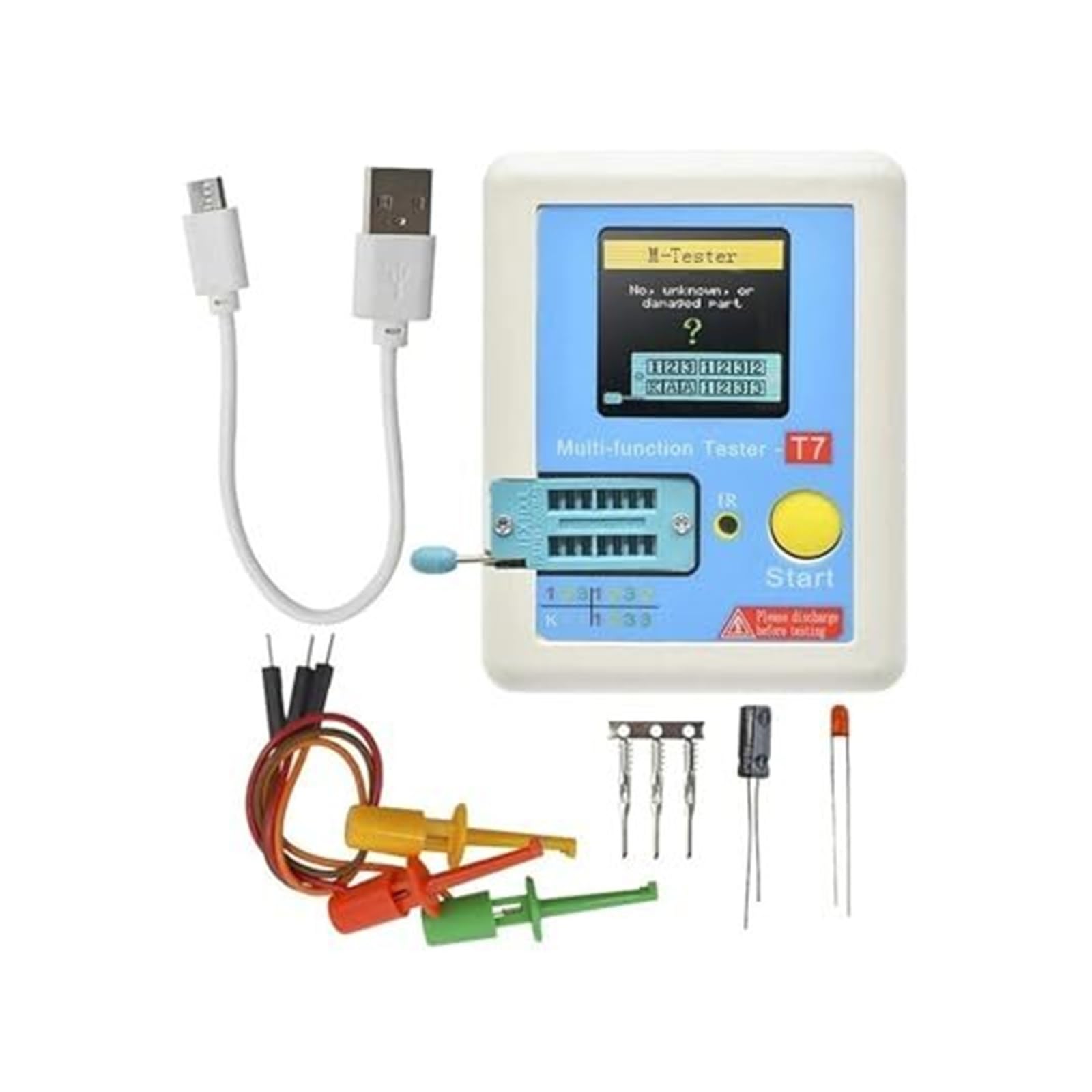 LCR T7 H Tester tranzystorowy Dioda TFT Trioda Miernik pojemności z interfejsem ładowania USB(TC-T7-H)
