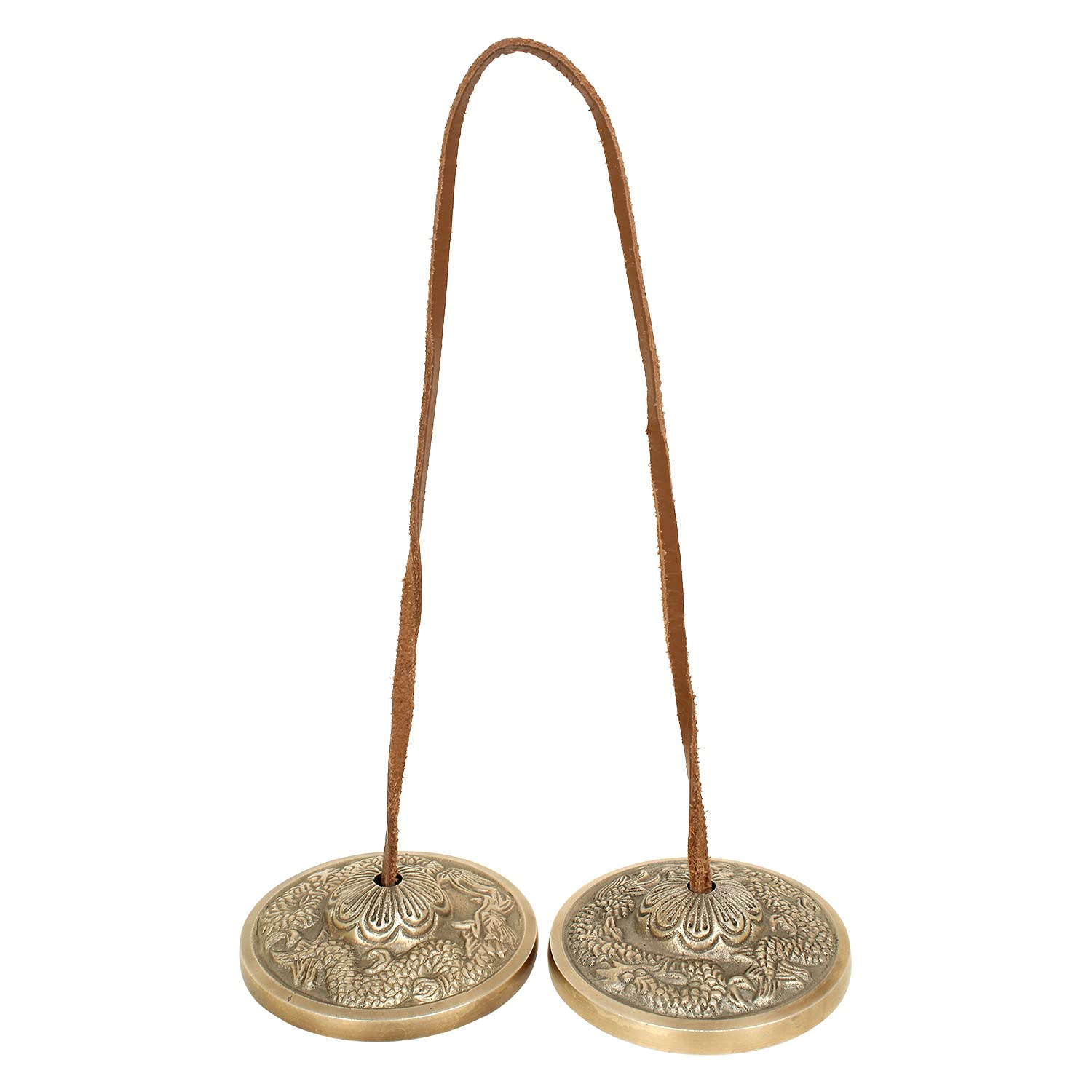 Ajuny Campanas Tibetanas Tingsha de Latón para Meditación y Yoga – Manjira Budista con Dos Dragones en Relieve, Sonido Claro y Resonante, Timbre Largo, 6 cm, Hechas a Mano, Set de 2