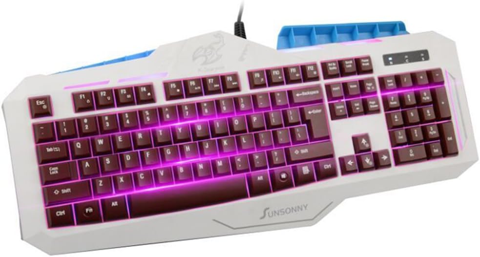 Red & White Sk-v91 X- Ghost Glare Version Backlit USB Wired Keyboard (Plate-Backlit)