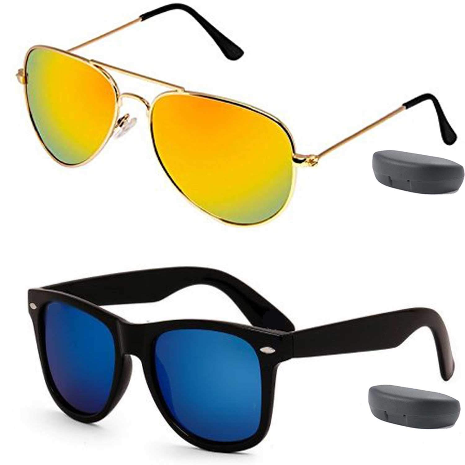 Y&S Unisex UV Protected Sunglasses For Mens Womens In Green And Blue Combo Of 2 Man Woman Sun glasses Goggles Set (MROR-ZDWT-K1C2)