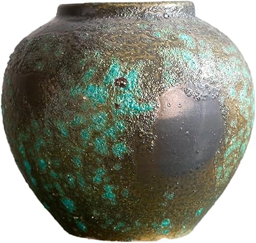 asdchZen Grain Dispenser With Ceramic,Rice Container, Ceramic Ginger Jarceramic Vase Retro Dry Flower Vase,W22xh21cm