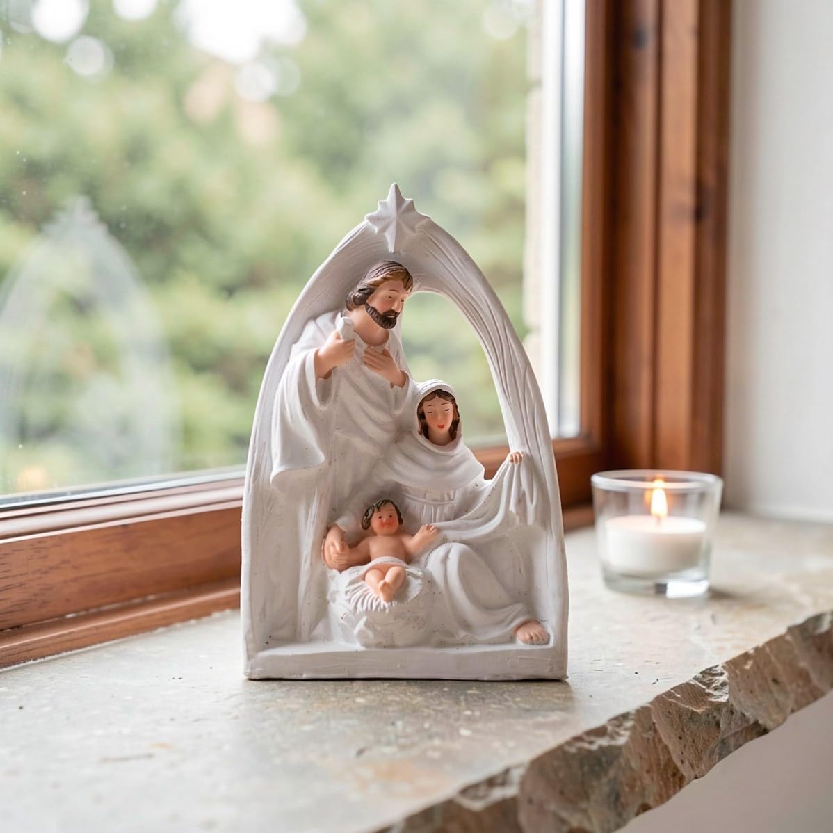 Xmas Nativity Scene Resin Statue Christmas Holy Family Table Centerpiece