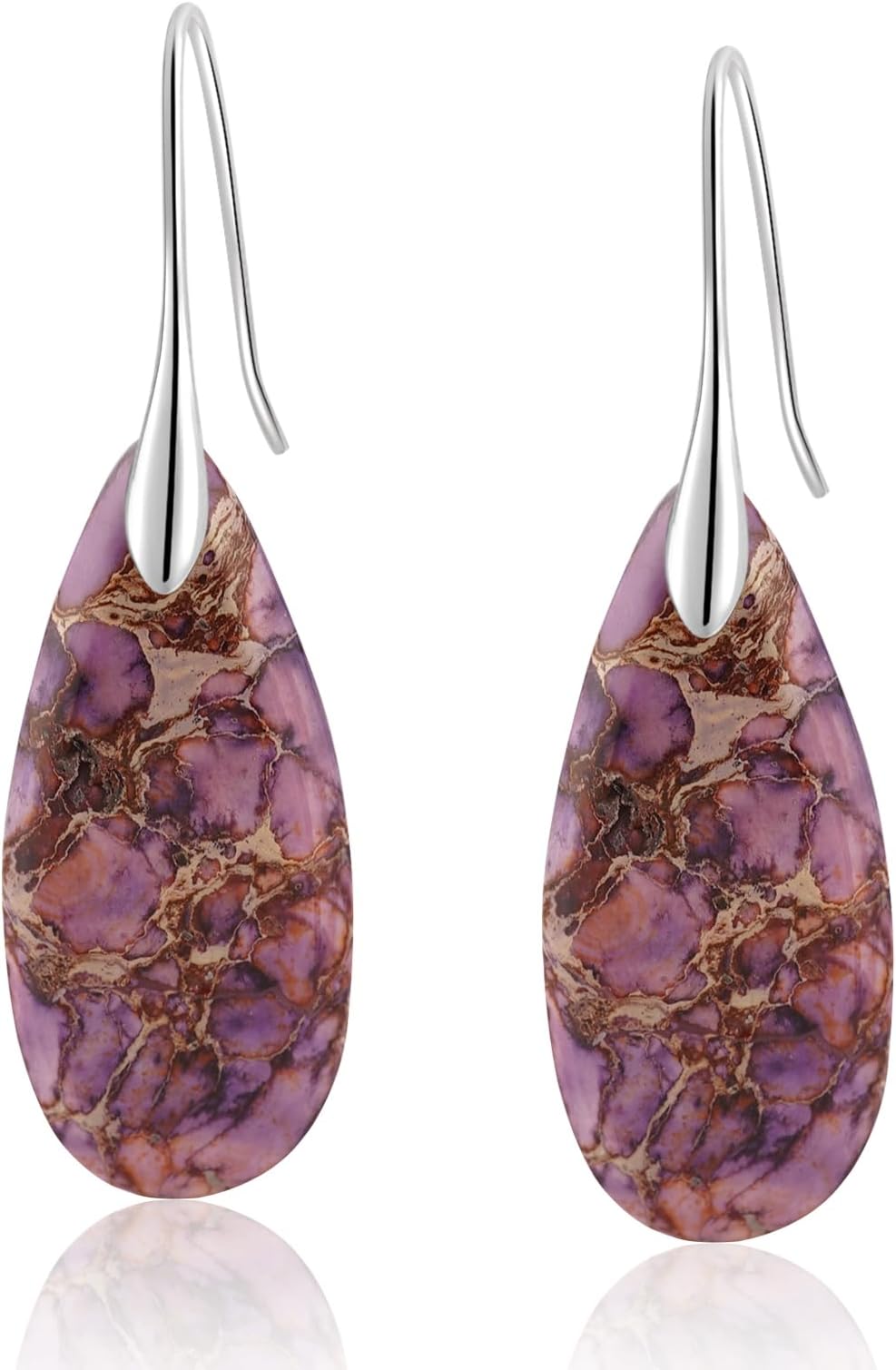 Natural Healing Stone Fishhoop Dangle Drop Earrings Statement Gold silver earrings