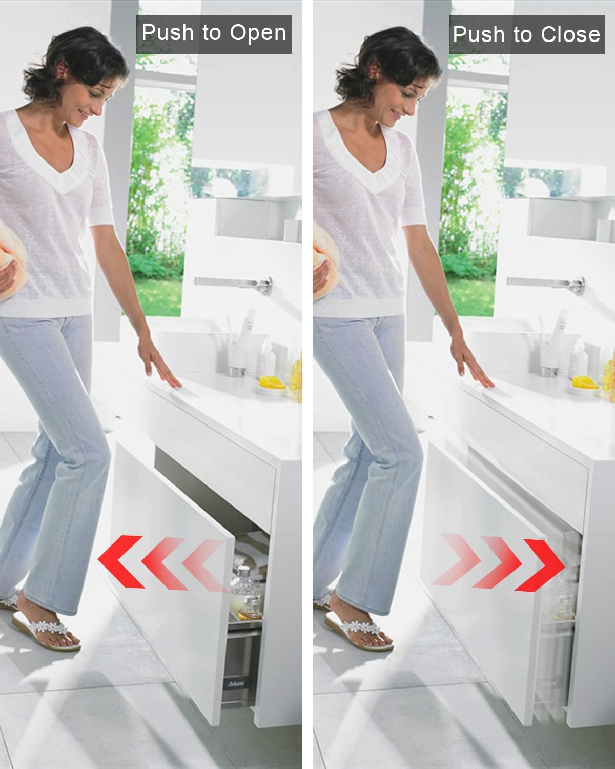 VicTac Push to Open Door Catcher - Slim Pencil Silent Jumbo Metal Push Magnet for Cabinet Doors and Drawers - Door Mounted - Pack of 10 3