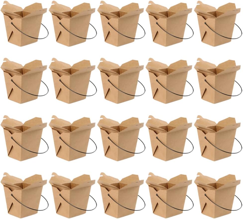 Hemoton 20pcs Take-out Boxes Handheld Kraft Containers for Snacks French Fries Cookies and More Lightweight Portable Food Packaging for Easy Carrying