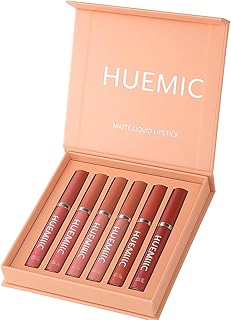 6Pcs Matte Liquid Lipstick Set for Girls &amp; Women, 24 Hours Long Lasting Waterproof Nude &amp; Dark Red Lip Gloss Makeup Gift K...