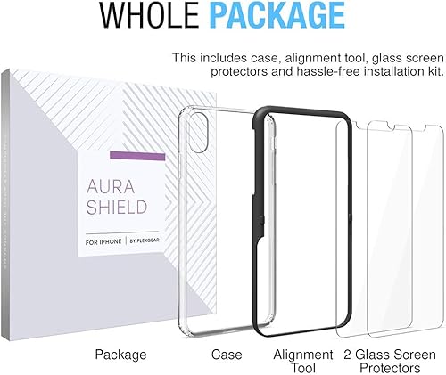 Miniatura 3 de FlexGear Protección completa Funda para iPhone X XS y 2 protectores de pantalla de cristal transparente