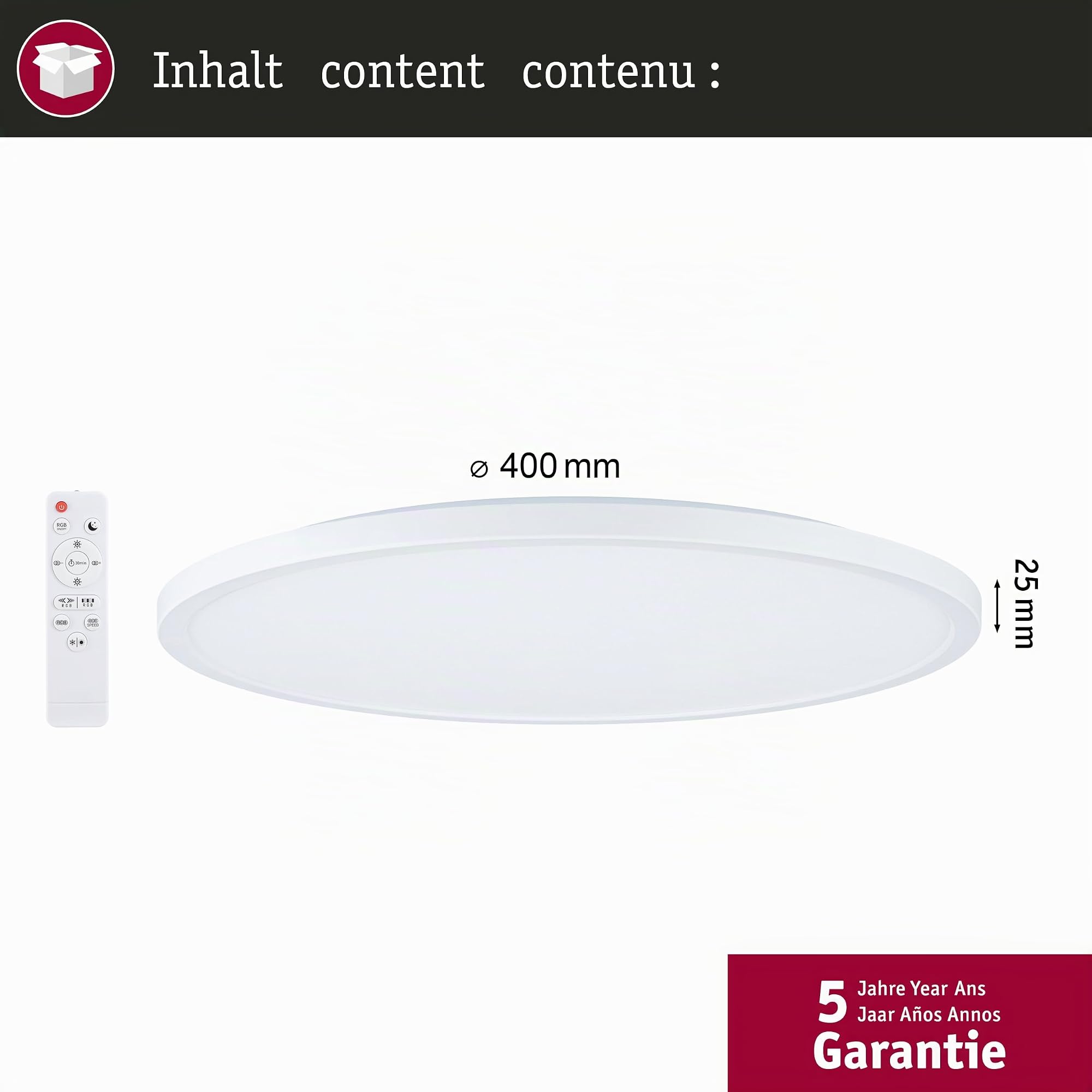 Paulmann 71192 Panel Atria Shine SepSwitch 32W TunW RGB 400mm Weiß Kunststoff