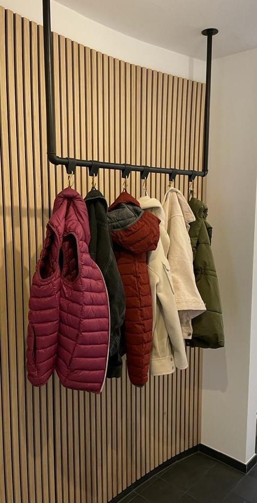 RSR Kleiderstange Deckenmontage - Industrial Design Weiß 100x70cm - Garderobe Für Flur & Schlafzimmer