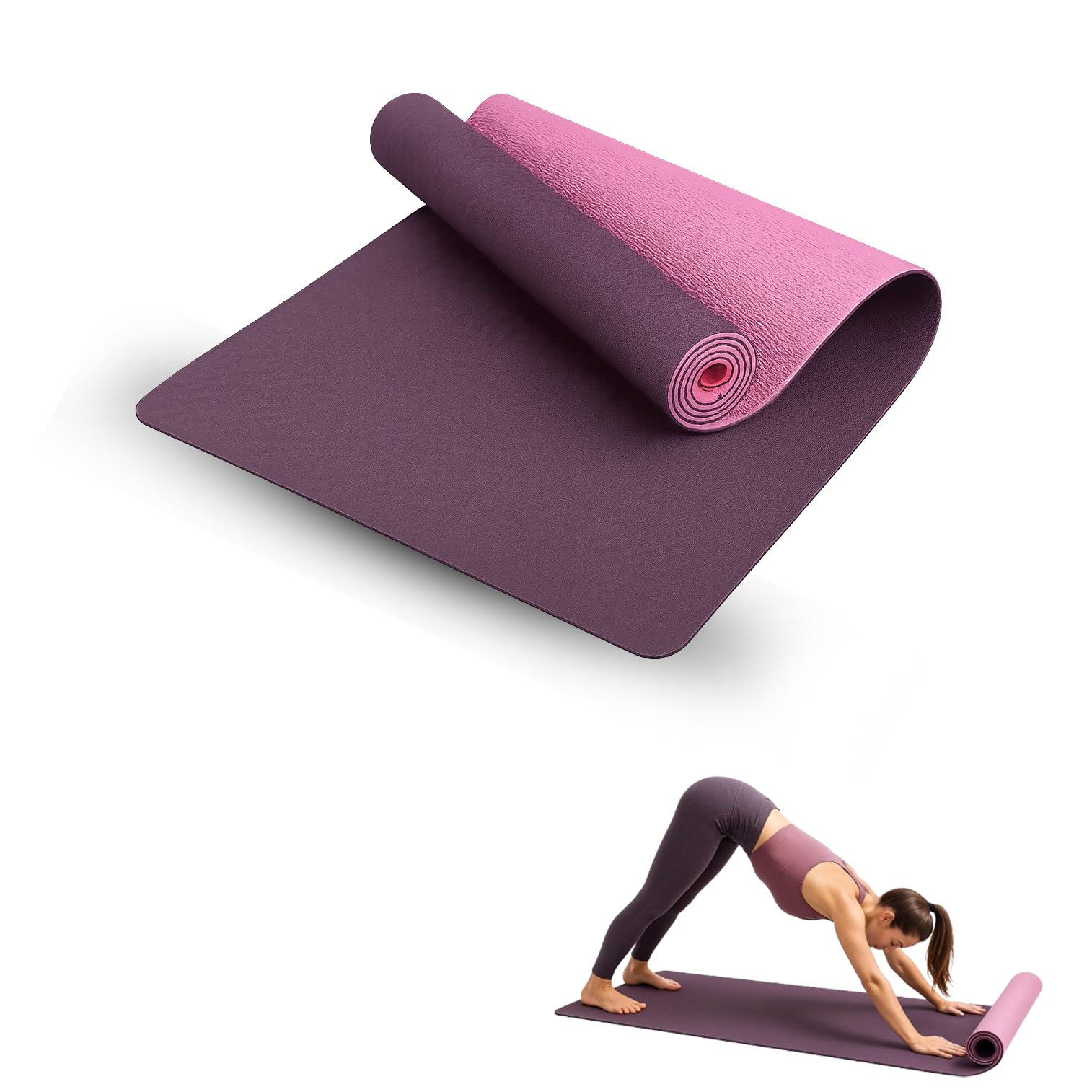 ALYV 6mm TPE Thick Yoga Mat,Non-Skid Dual Surface, Eco-Friendly, for Women, Men, Kids. Perfect for Pilates, Yoga, Floor Workouts(Pink)-picture-26