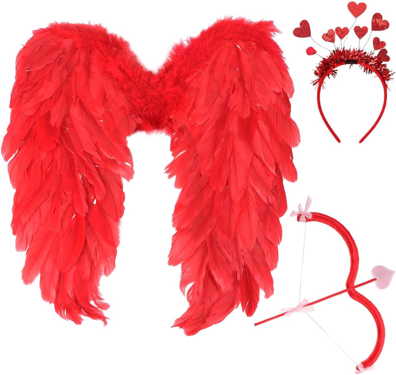 Healeved 1 Sets Cupid Costume Foams Cupid Bow Arrow Heart Headband Wing Cosplay Christmas Party New Year Valentine's Day Photography Props