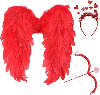 Healeved 1 Sets Cupid Costume Foams Cupid Bow Arrow Heart Headband Wing Cosplay Christmas Party New Year Valentine's Day Photography Props