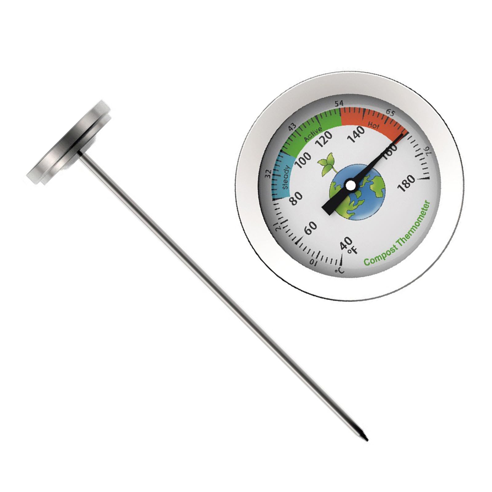 Tsophreniq Earth Professional Rustproof 200Mm Garden Agriculture Compost Thermometers With Stainless Steel Probe For Accurate Readings Rustproof Soil Temperature Device