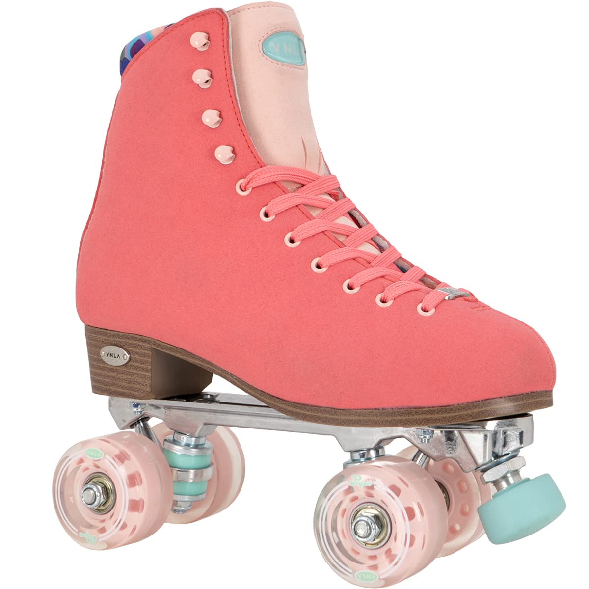 VNLA Parfait Women’s Roller Skates | Trendy, Comfortable & Perfect for Wide Feet | High-Top Quad Skates - Coral - Ladies 5