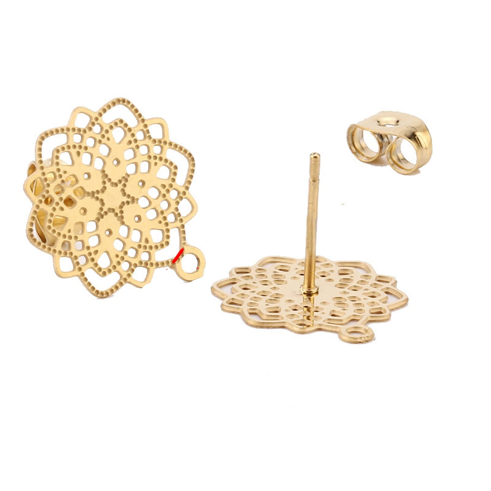 KP 40pcs/lot Stainless Steel Gold Earring Stud Loop Post Hypoallerginic s Components for Making D309 (Color : Earring Post 3)
